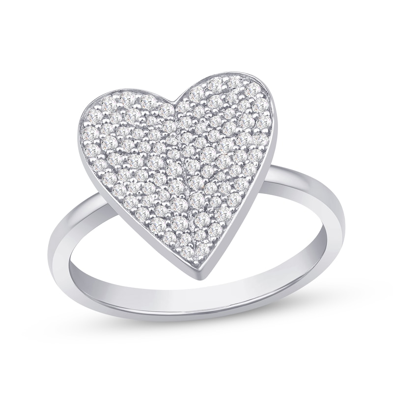 Main Image 1 of Diamond Heart-Shaped Concave Ring 1/2 ct tw 10K White Gold