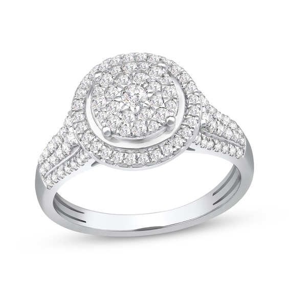 Multi-Diamond Halo Fashion Ring 3/4 ct tw 10K White Gold