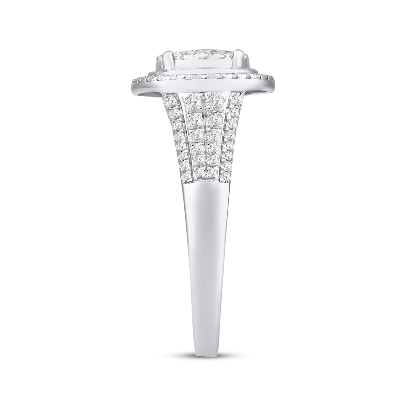 Main Image 2 of Multi-Diamond Halo Fashion Ring 3/4 ct tw 10K White Gold