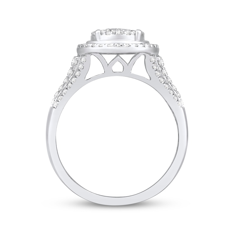 Main Image 3 of Multi-Diamond Halo Fashion Ring 3/4 ct tw 10K White Gold