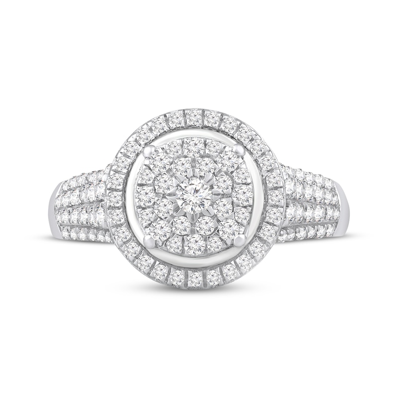 Main Image 4 of Multi-Diamond Halo Fashion Ring 3/4 ct tw 10K White Gold