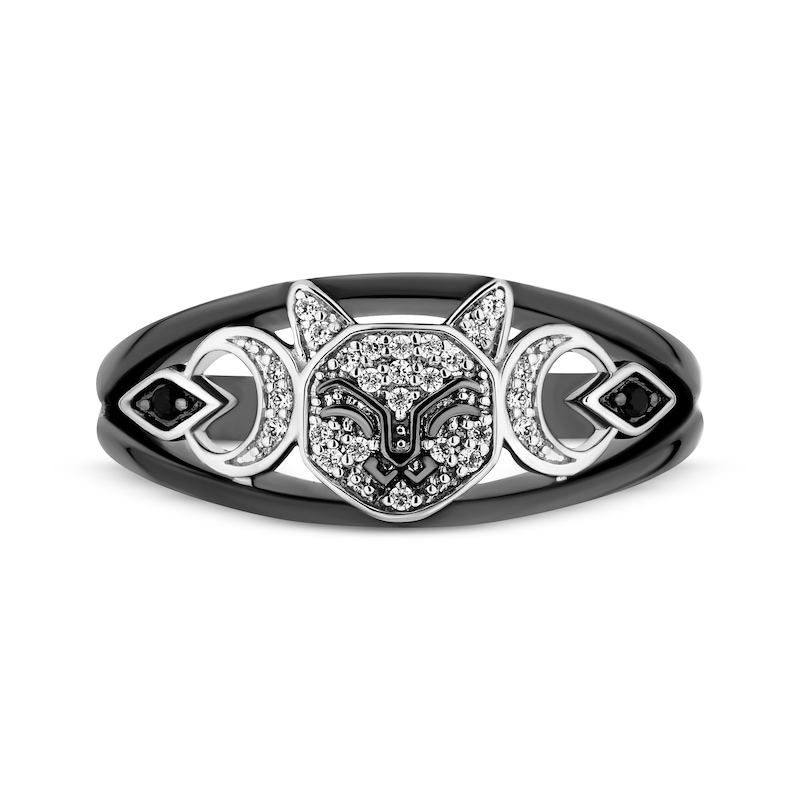 Main Image 4 of Disney Treasures Hocus Pocus Black & White Diamond Cat Ring 1/15 ct tw Sterling Silver