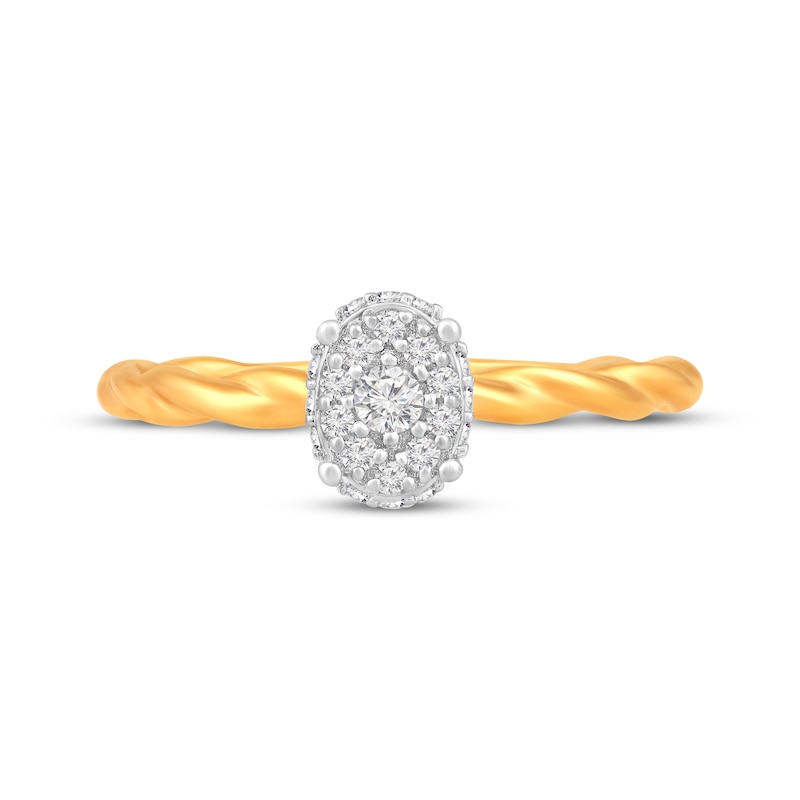 Main Image 4 of Multi-Diamond Center Twist Promise Ring 1/6 ct tw 10K Yellow Gold