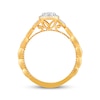 Thumbnail Image 3 of Multi-Diamond Center Halo Promise Ring 1/5 ct tw 10K Yellow Gold