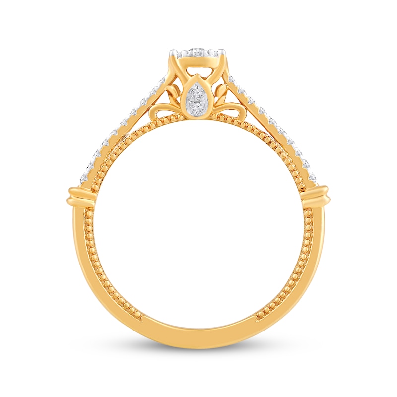 Main Image 3 of Multi-Diamond Center Promise Ring 1/5 ct tw 10K Yellow Gold