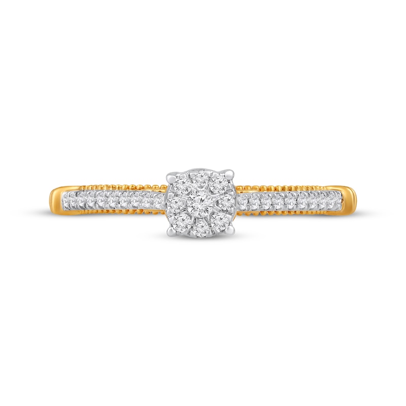 Main Image 4 of Multi-Diamond Center Promise Ring 1/5 ct tw 10K Yellow Gold