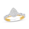 Thumbnail Image 1 of Multi-Diamond Center Pear-Shaped Halo Promise Ring 1/5 ct tw 10K Two-Tone Gold