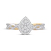 Thumbnail Image 4 of Multi-Diamond Center Pear-Shaped Halo Promise Ring 1/5 ct tw 10K Two-Tone Gold