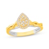 Thumbnail Image 1 of Multi-Diamond Center Pear-Shaped Halo Promise Ring 1/5 ct tw 10K Two-Tone Gold