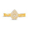 Thumbnail Image 4 of Multi-Diamond Center Pear-Shaped Halo Promise Ring 1/5 ct tw 10K Two-Tone Gold