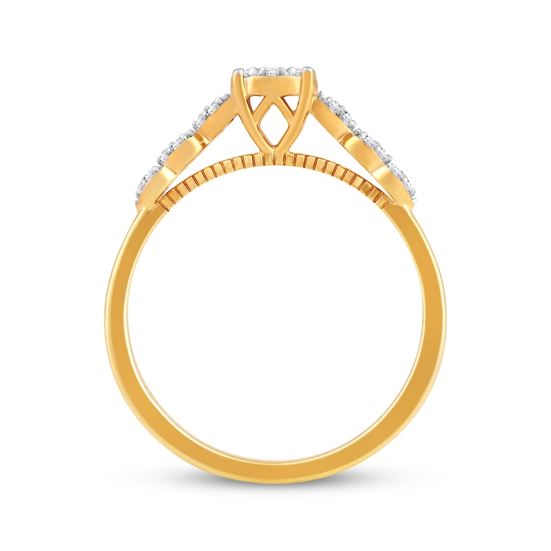 Main Image 3 of Multi-Diamond Center Chevron Sides Promise Ring 1/5 ct tw 10K Yellow Gold