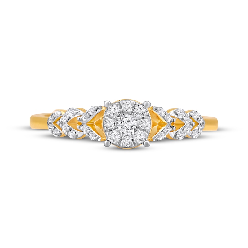 Main Image 4 of Multi-Diamond Center Chevron Sides Promise Ring 1/5 ct tw 10K Yellow Gold