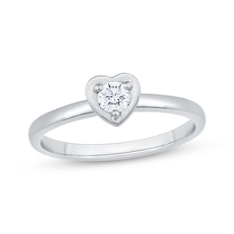 Round-Cut Diamond Heart-Shaped Solitaire Engagement Ring 1/5 ct tw 14K White Gold (I/I2)