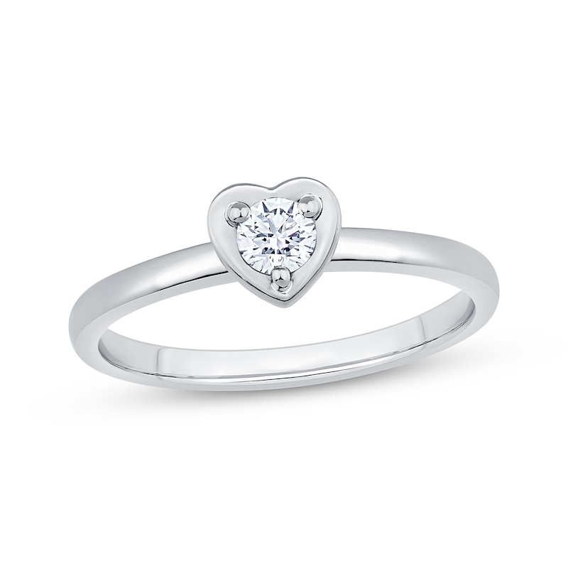 Main Image 1 of Now + Forever Round-Cut Diamond Heart-Shaped Solitaire Engagement Ring 1/5 ct tw 14K White Gold (I/I2)