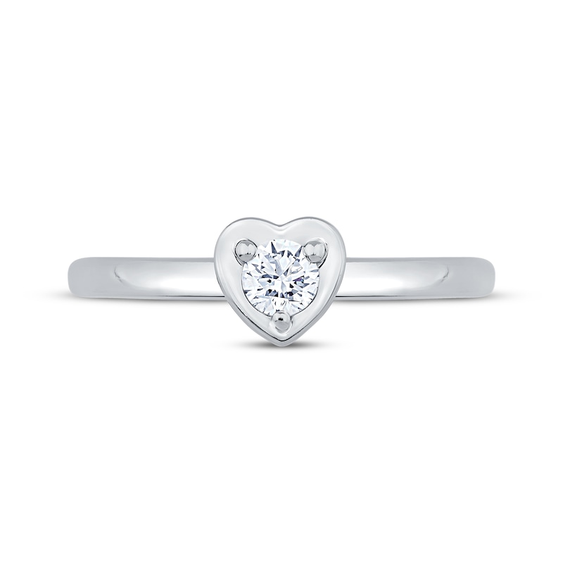 Round-Cut Diamond Heart-Shaped Solitaire Engagement Ring 1/5 ct tw 14K White Gold (I/I2)