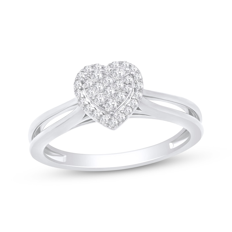 Main Image 1 of Multi-Diamond Heart-Shaped Promise Ring 1/5 ct tw 10K White Gold