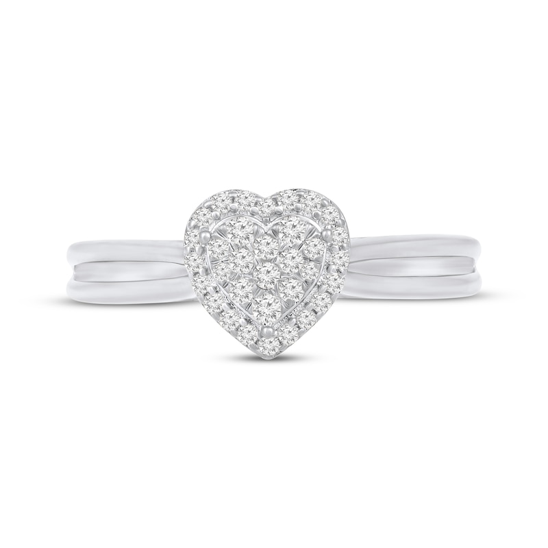 Main Image 3 of Multi-Diamond Heart-Shaped Promise Ring 1/5 ct tw 10K White Gold