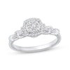 Thumbnail Image 1 of Multi-Diamond Cushion-Shaped Halo Promise Ring 1/5 ct tw 10K White Gold