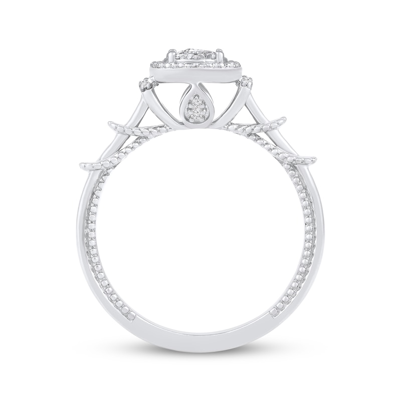 Main Image 3 of Multi-Diamond Cushion-Shaped Halo Promise Ring 1/5 ct tw 10K White Gold