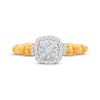 Thumbnail Image 4 of Multi-Diamond Cushion-Shaped Halo Promise Ring 1/5 ct tw 10K Yellow Gold