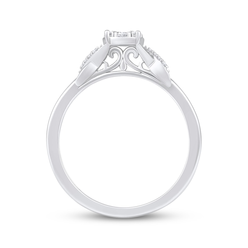 Multi-Diamond "XO" Promise Ring 1/5 ct tw 10K White Gold