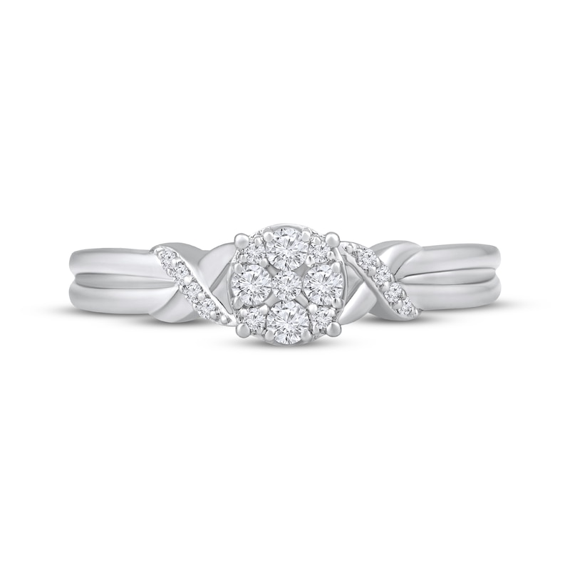 Multi-Diamond "XO" Promise Ring 1/5 ct tw 10K White Gold