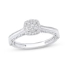 Thumbnail Image 1 of Multi-Diamond Cushion-Shaped Halo Promise Ring 1/5 ct tw 10K White Gold