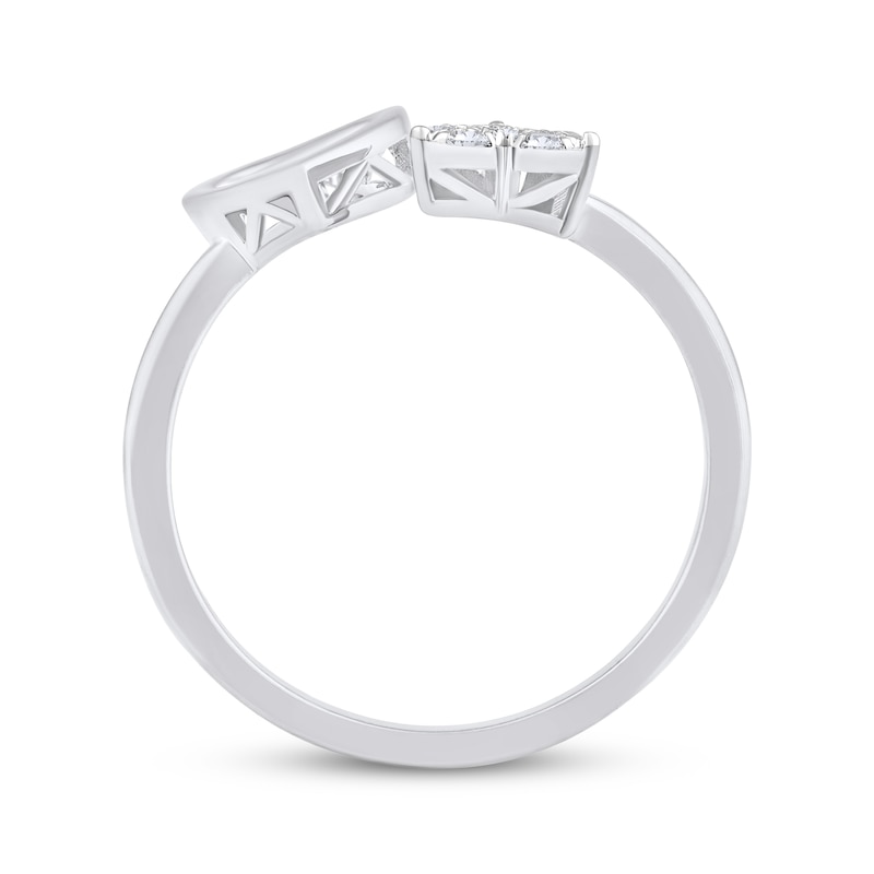 Main Image 3 of Multi-Diamond Double Heart Deconstructed Promise Ring 1/10 ct tw 10K White Gold