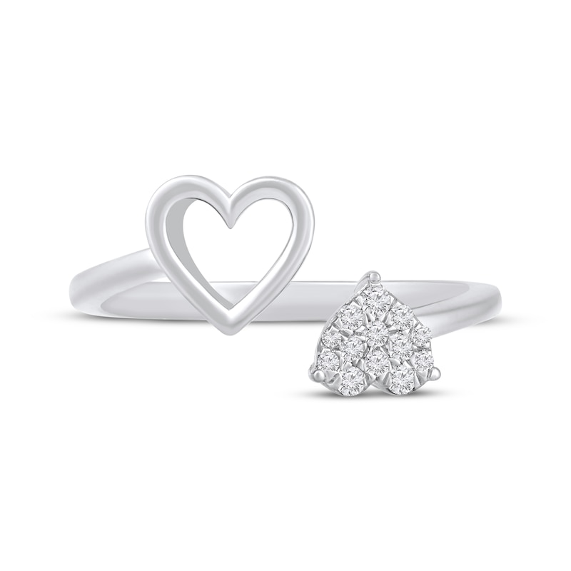 Main Image 4 of Multi-Diamond Double Heart Deconstructed Promise Ring 1/10 ct tw 10K White Gold