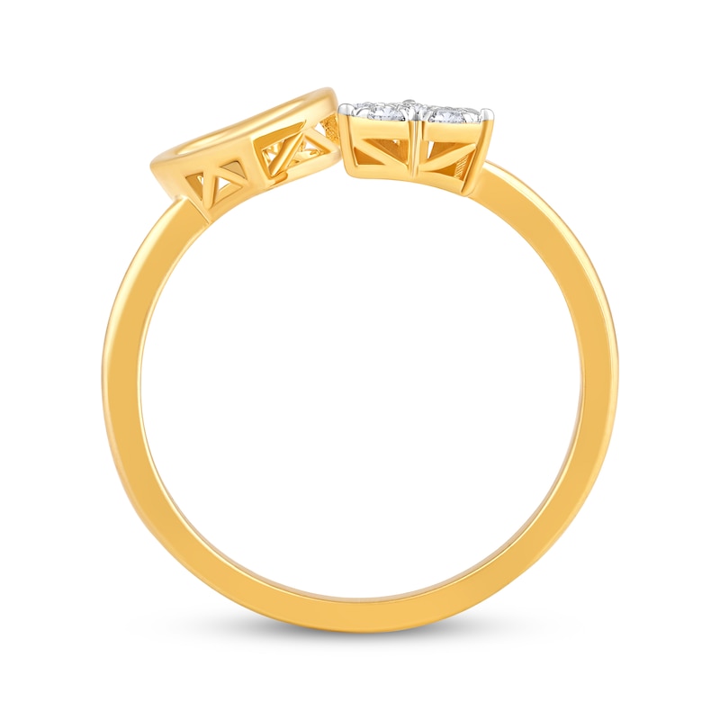 Main Image 3 of Multi-Diamond Double Heart Deconstructed Promise Ring 1/10 ct tw 10K Yellow Gold