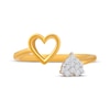 Thumbnail Image 4 of Multi-Diamond Double Heart Deconstructed Promise Ring 1/10 ct tw 10K Yellow Gold