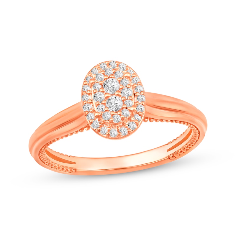 Main Image 1 of Multi-Diamond Oval Promise Ring 1/5 ct tw 10K Rose Gold