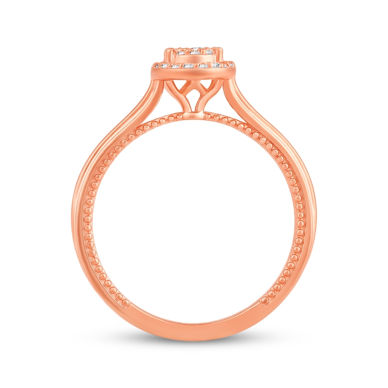 Main Image 3 of Multi-Diamond Oval Promise Ring 1/5 ct tw 10K Rose Gold