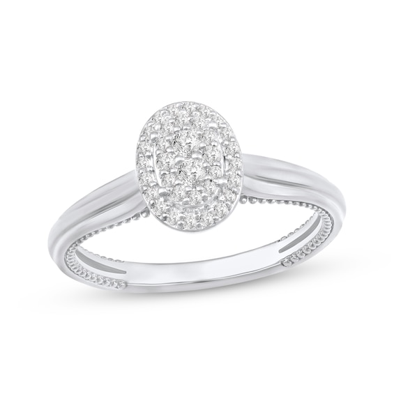 Multi-Diamond Oval Promise Ring 1/5 ct tw 10K White Gold