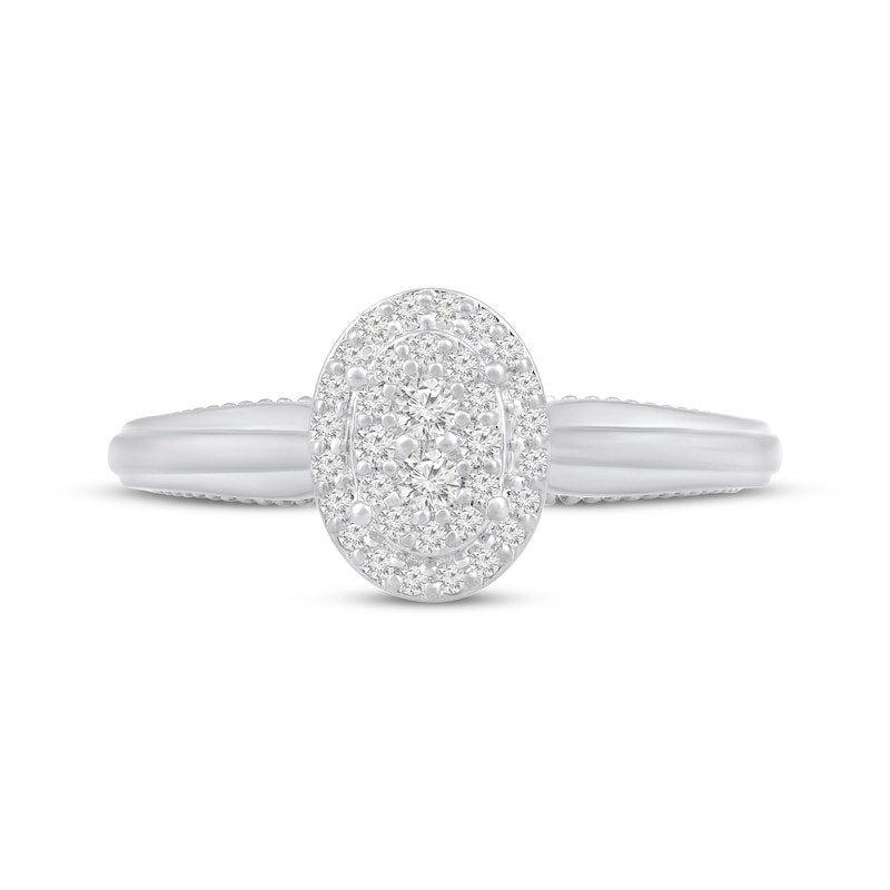 Main Image 4 of Multi-Diamond Oval Promise Ring 1/5 ct tw 10K White Gold