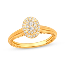 Multi-Diamond Oval Promise Ring 1/5 ct tw 10K Yellow Gold