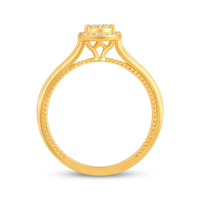 Main Image 3 of Multi-Diamond Oval Promise Ring 1/5 ct tw 10K Yellow Gold