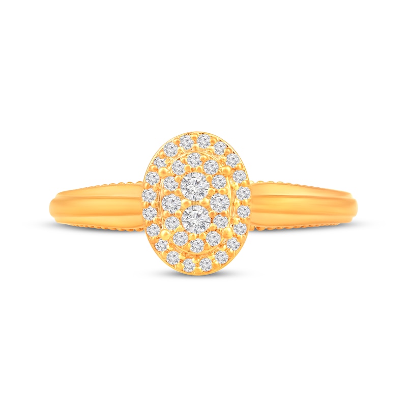 Main Image 4 of Multi-Diamond Oval Promise Ring 1/5 ct tw 10K Yellow Gold