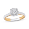 Thumbnail Image 1 of Multi-Diamond Cushion-Shaped Halo Promise Ring 1/5 ct tw 10K Two-Tone Gold