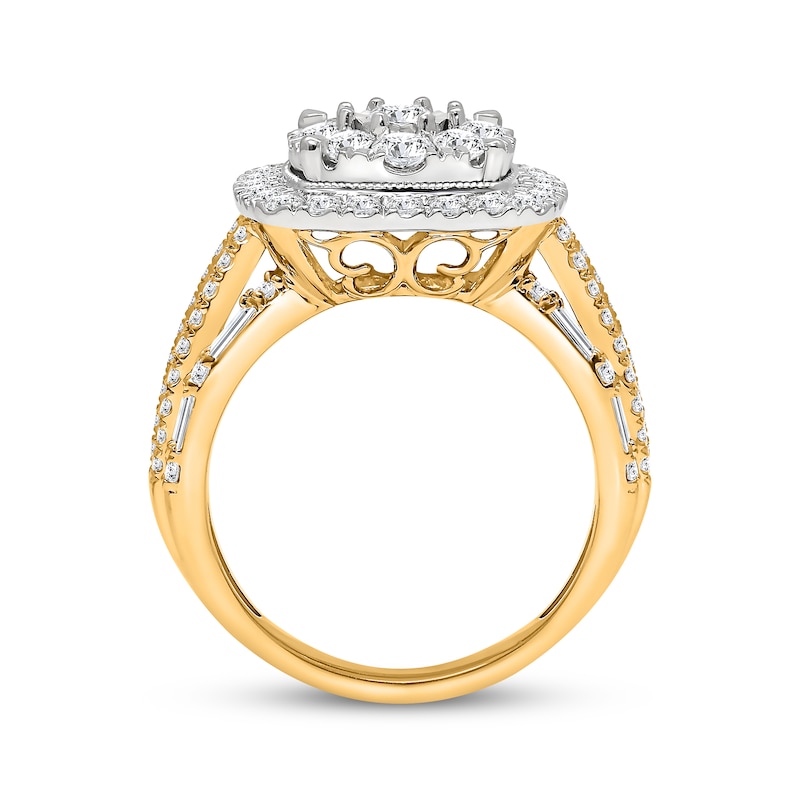 Main Image 2 of Multi-Diamond Cushion-Shaped Halo Engagement Ring 2 ct tw 10K Yellow Gold