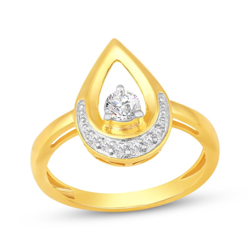 Main Image 1 of Diamond Teardrop Ring 1/4 ct tw 10K Yellow Gold