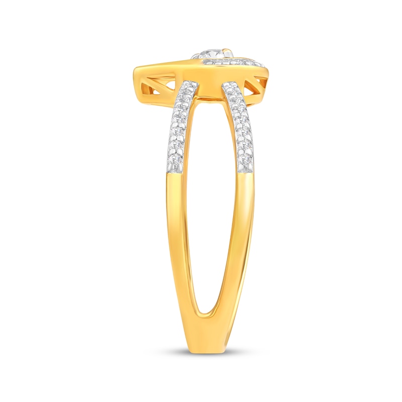 Main Image 2 of Diamond Teardrop Split Shank Ring 1/4 ct tw 10K Yellow Gold