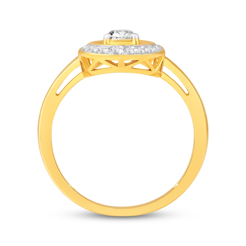 Main Image 3 of Diamond Teardrop Split Shank Ring 1/4 ct tw 10K Yellow Gold