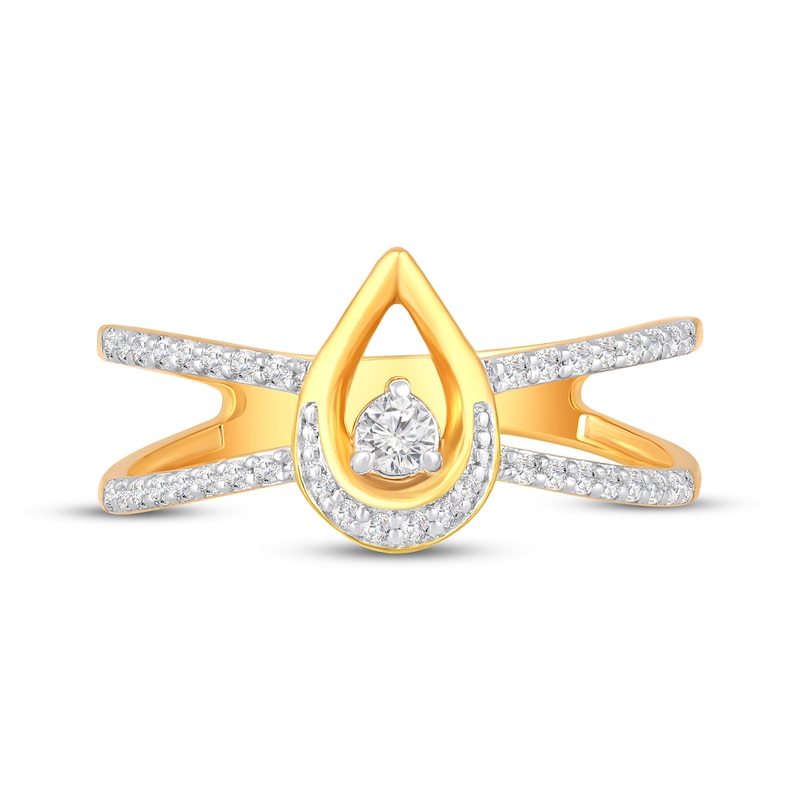 Main Image 4 of Diamond Teardrop Split Shank Ring 1/4 ct tw 10K Yellow Gold