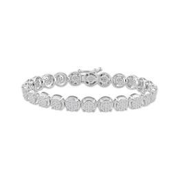 Multi-Diamond Circle Link Bracelet 2 ct tw 10K White Gold 7&quot;