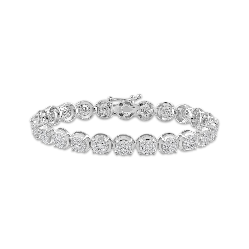 Main Image 1 of Multi-Diamond Circle Link Bracelet 2 ct tw 10K White Gold 7&quot;