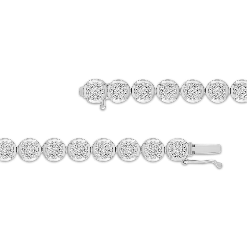 Main Image 3 of Multi-Diamond Circle Link Bracelet 2 ct tw 10K White Gold 7&quot;