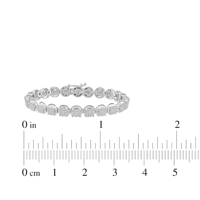 Main Image 5 of Multi-Diamond Circle Link Bracelet 2 ct tw 10K White Gold 7&quot;