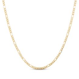 Hollow Figaro Chain Necklace 3.5mm 14K Yellow Gold 24&quot;