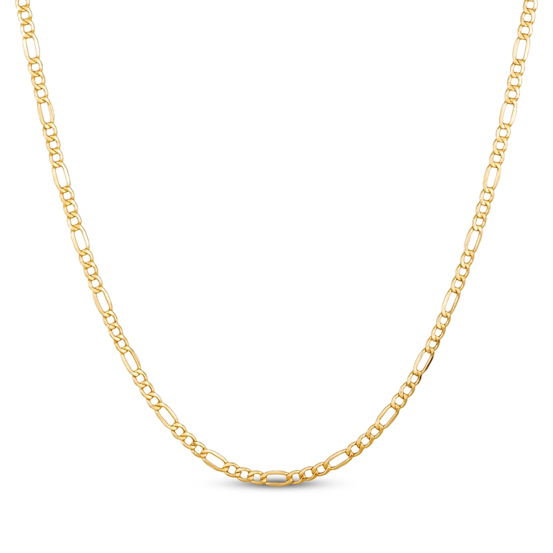 Main Image 1 of Hollow Figaro Chain Necklace 3.5mm 14K Yellow Gold 24&quot;